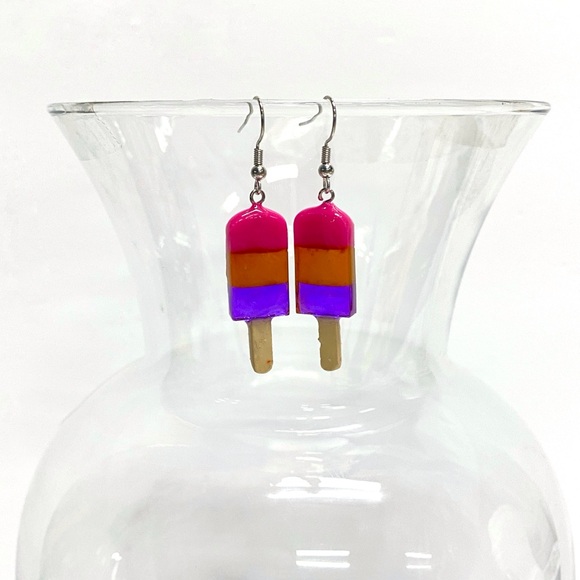 HANDMADE Popsicle Resin Art Dangle Earrings - Picture 9 of 10